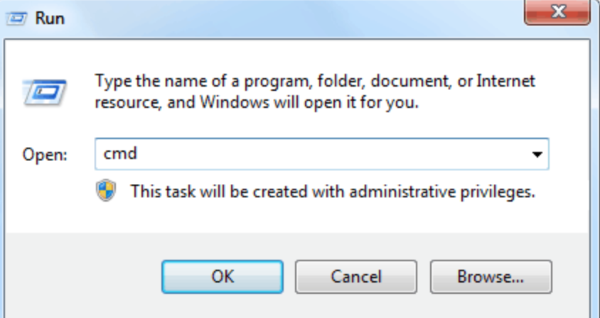 remote Windows PC type cmd in RDP