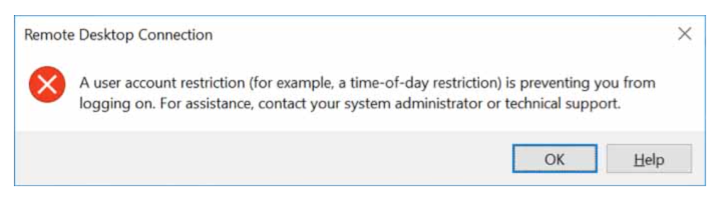 User Account Restriction Is Preventing From Logging On