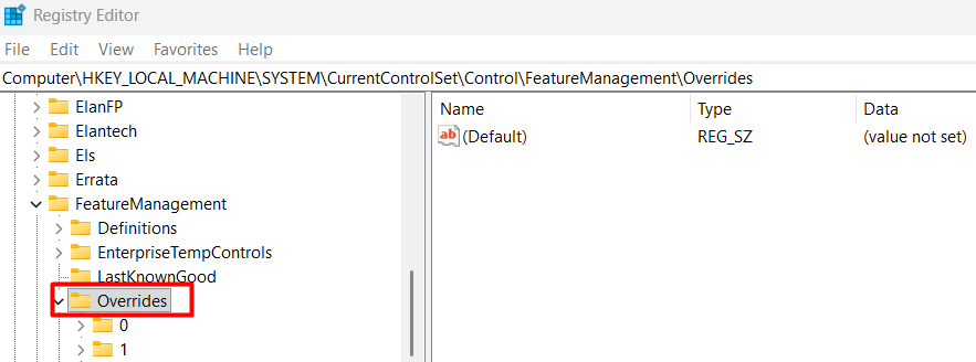 Navigating to Overrides in Registry Editor Navigating to Overrides in Registry Editor