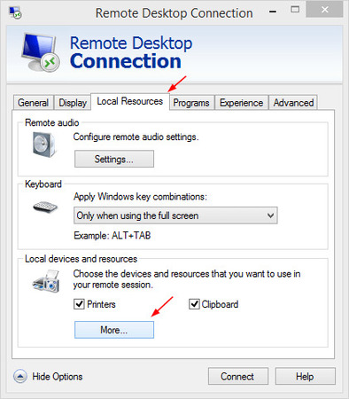 Local Resources tab Local Resources tab