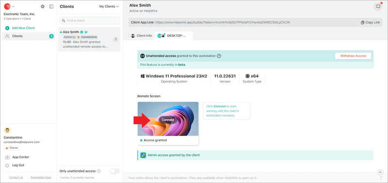 Connecting to an unattended remote device with HelpWire Connecting to an unattended remote device with HelpWire